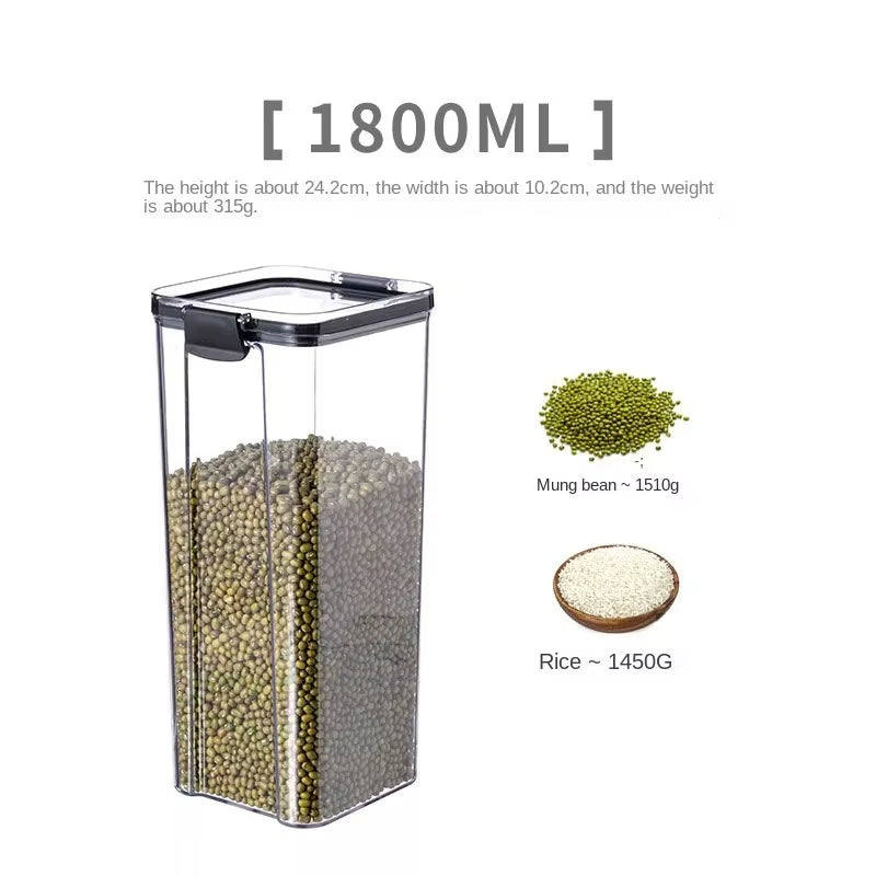 Transparent Food Storage Containers Kitchen Storage Airtight Cans Plastic Storage Boxes Stackable Food Storage Boxes