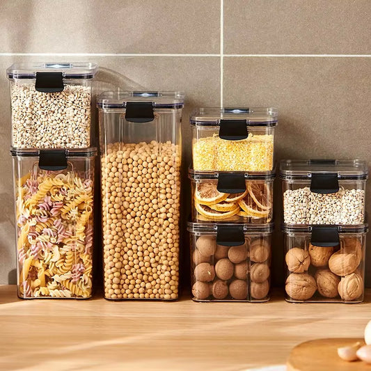Transparent Food Storage Containers Kitchen Storage Airtight Cans Plastic Storage Boxes Stackable Food Storage Boxes